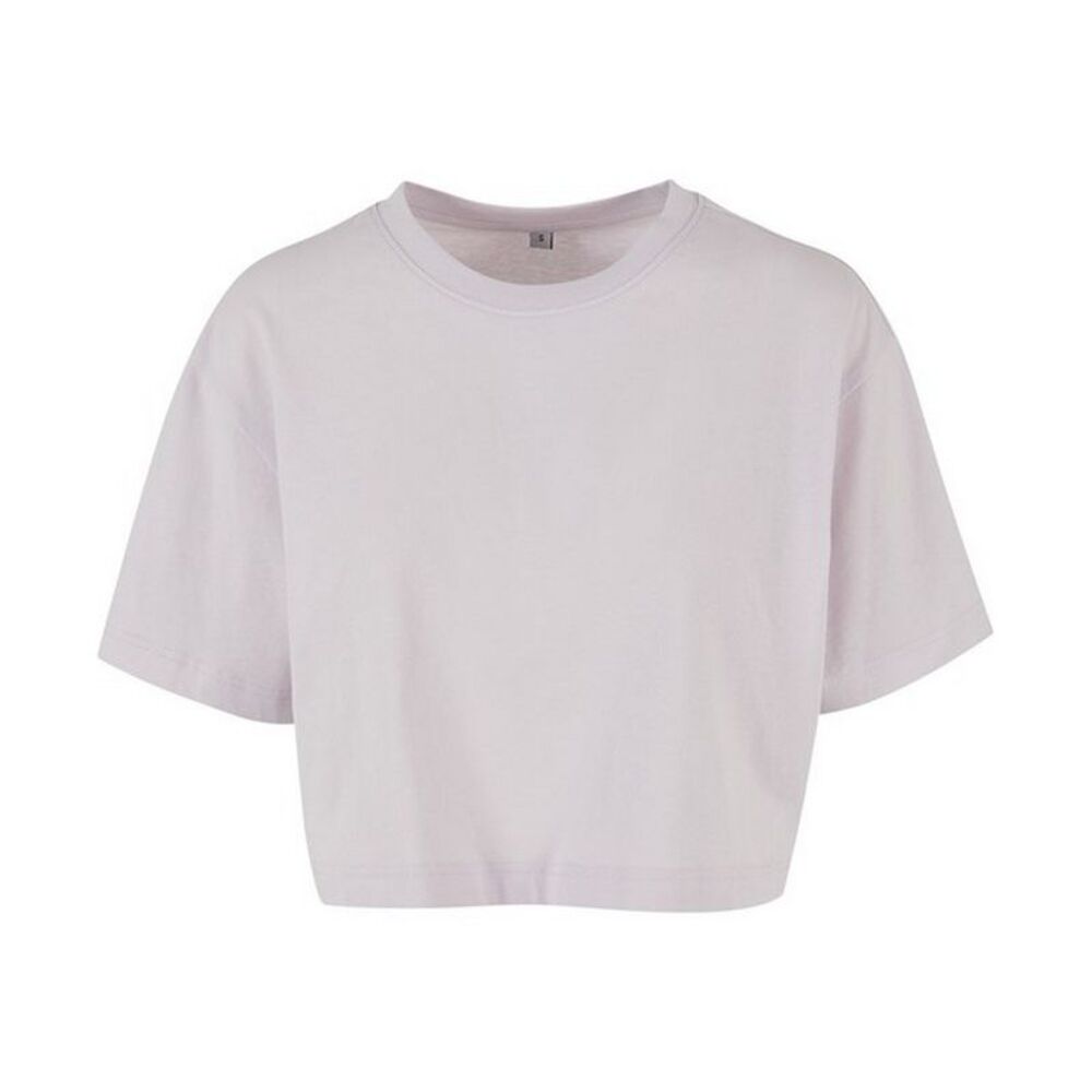 Build Your Brand Womens/Ladies Oversized Short-Sleeved Crop Top / Soft Lilac